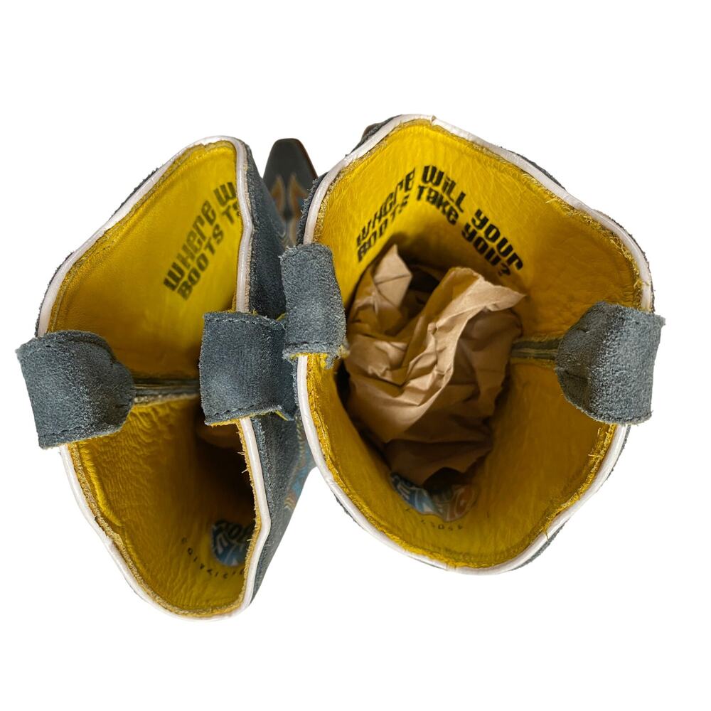 Planet Cowboy Steel Your Blues Suede Western Boots Womens 7 USA Snip Toe - Picture 10 of 12